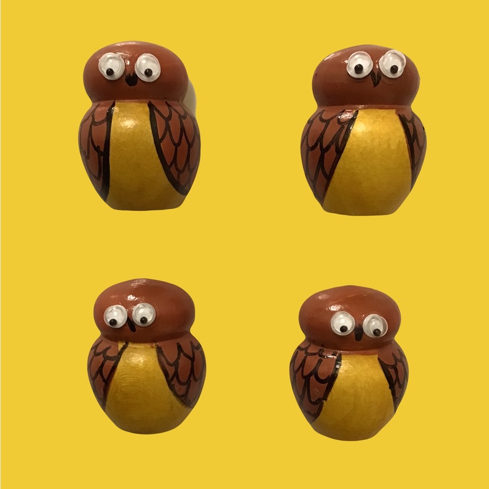 Knobler Japan Wood Owl Magnets